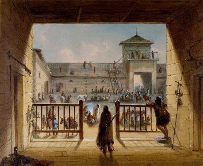 The interior of Fort Laramie during the 1800s
